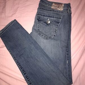 True Religion Women's Classic Blue Straight Leg Jeans